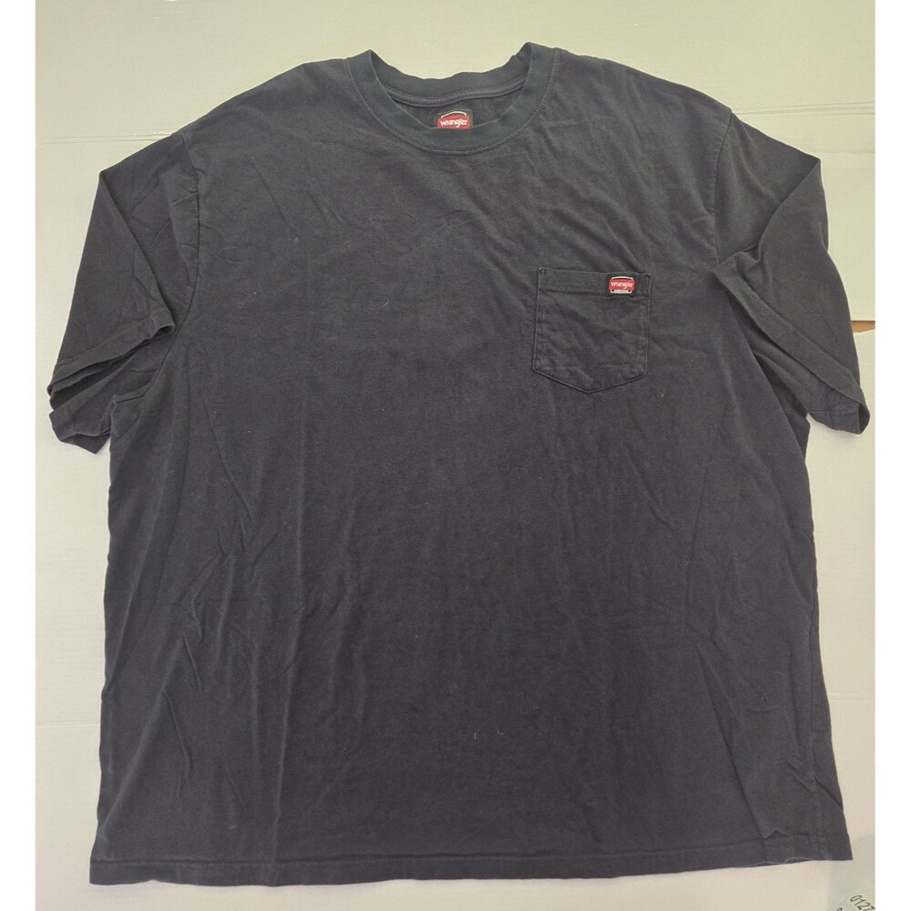 Wrangler Workwear Big&Tall Men's Black Solid Pocket Crew Neck T-Shirt 4XL